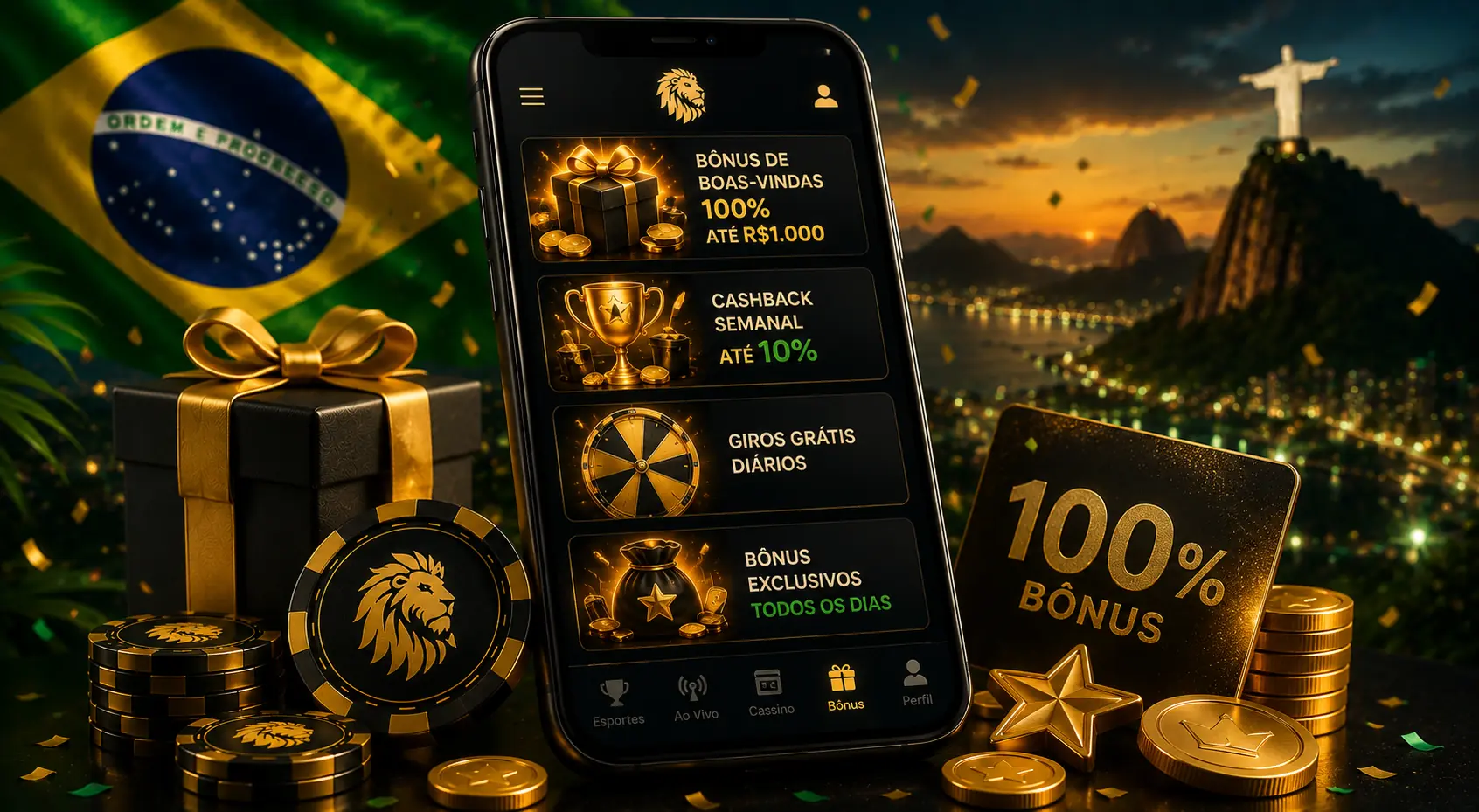 Bônus e promoções no celular do Leon Brasil