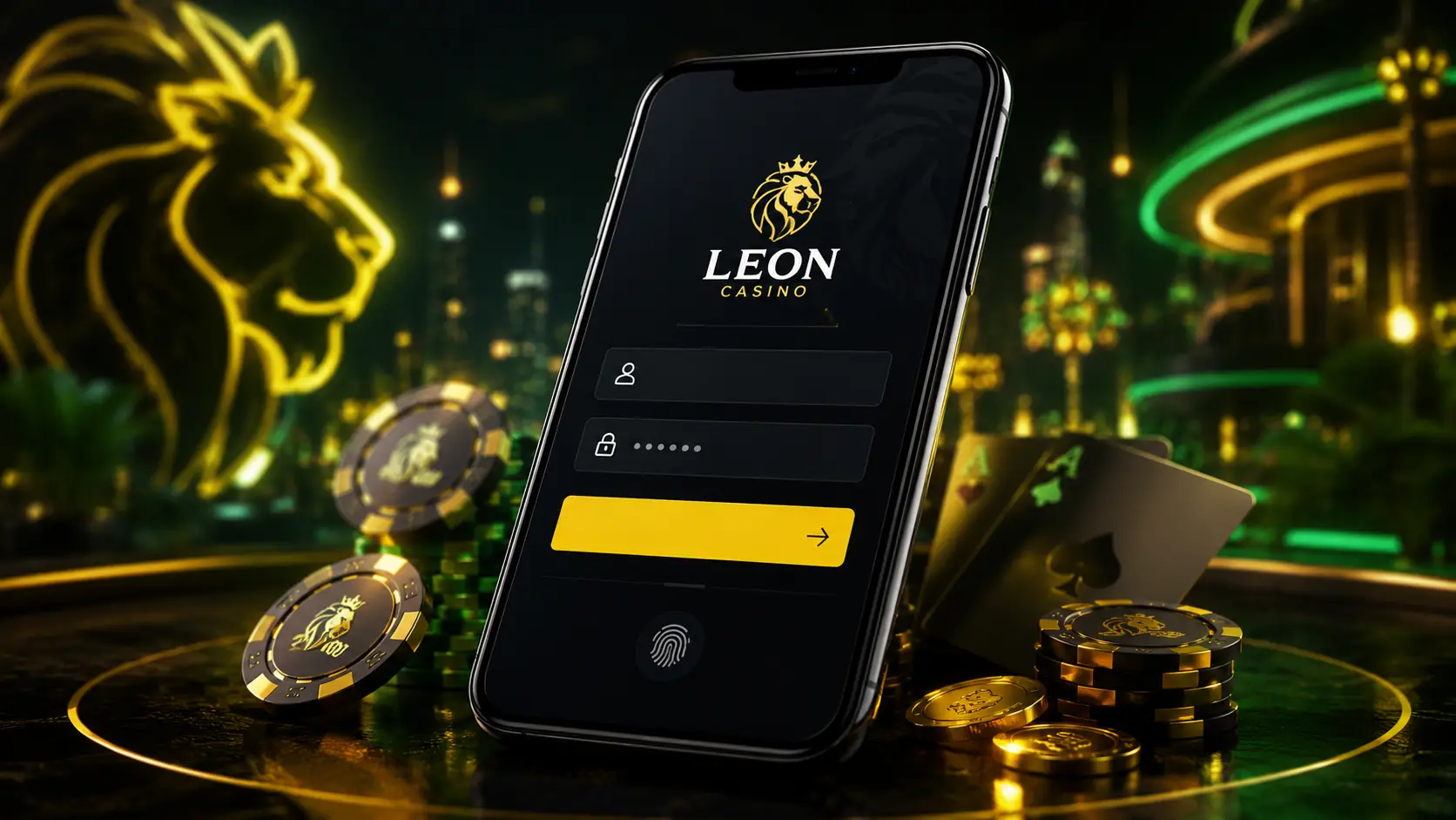 Tela de acesso do Leon no Brasil em um smartphone e notebook