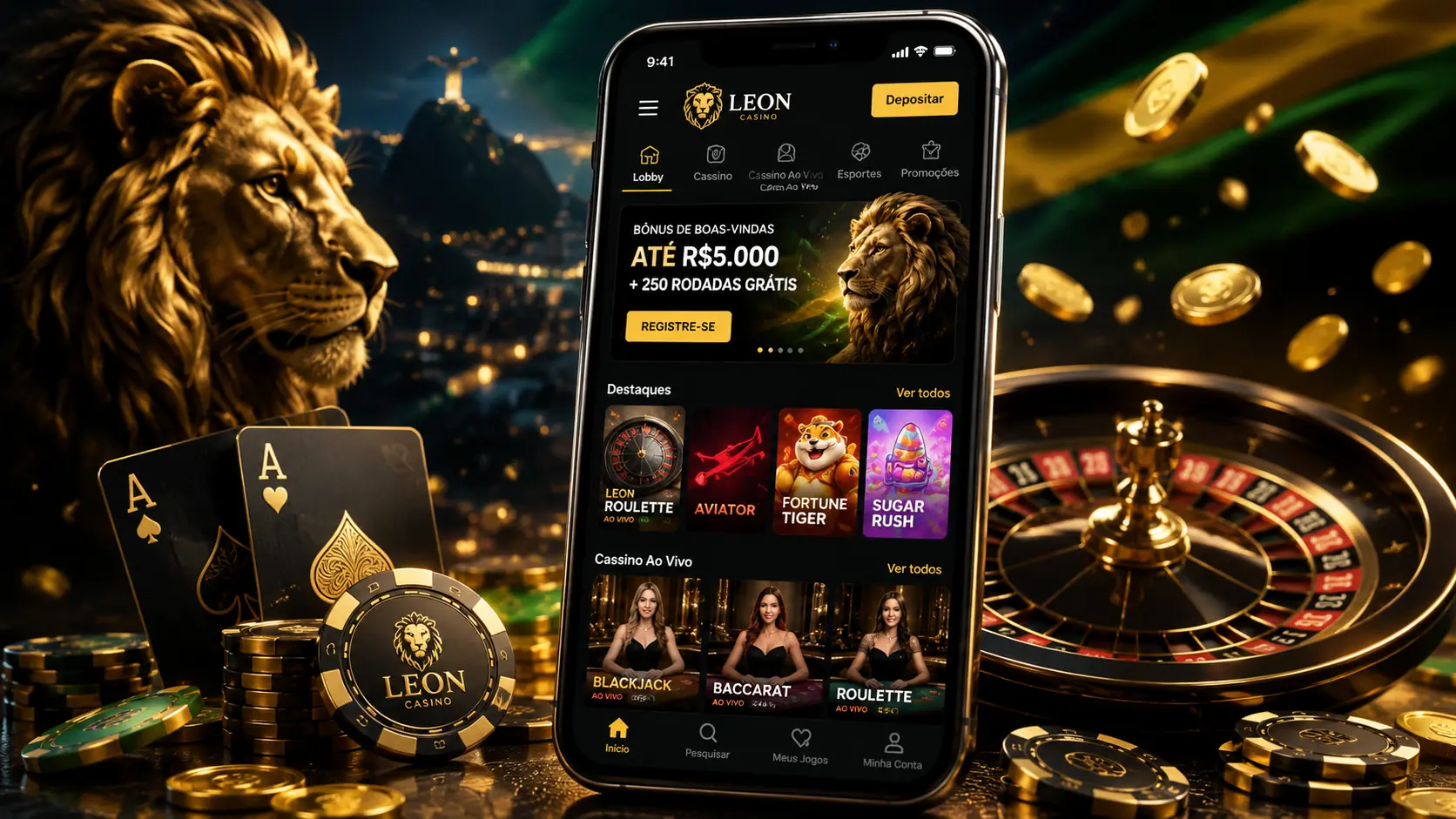Tela do app Leon no Brasil para Android e iOS